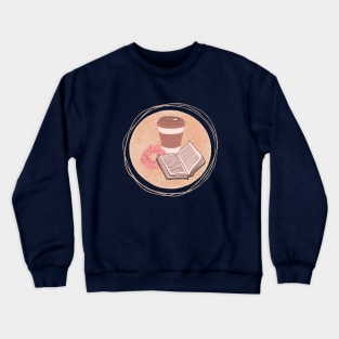 Coffee, scrunchie, and a book graphic design Crewneck Sweatshirt